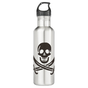 Bouteille D'eau Drapeau de crâne obsidien Drapeau de pirate Calico