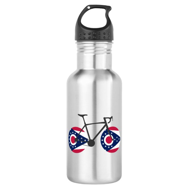 Bouteille D'eau Drapeau de l'Ohio à vélo (Devant)
