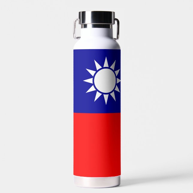 Bouteille D'eau Drapeau de Taïwan : République de Chine, Taipei ch (Avant)