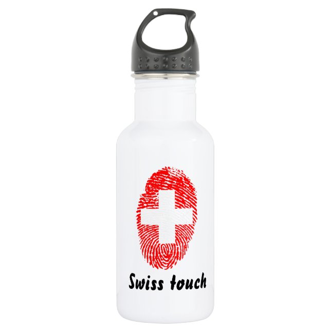 Bouteille D'eau Drapeau d'empreinte digitale de contact de Suisse (Devant)