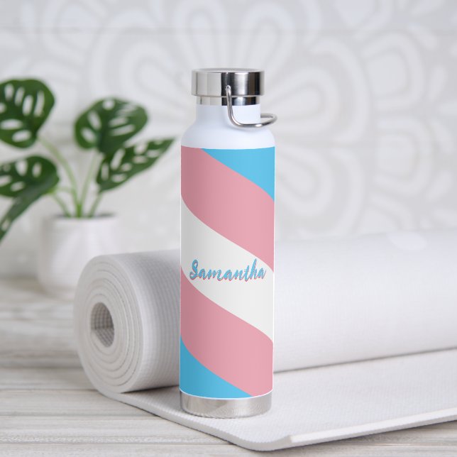 Bouteille D'eau Drapeau et fierté transgenre Nom personnalisé / dr (Yoga)