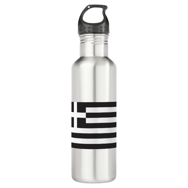 Bouteille D'eau Drapeau grec noir (Devant)