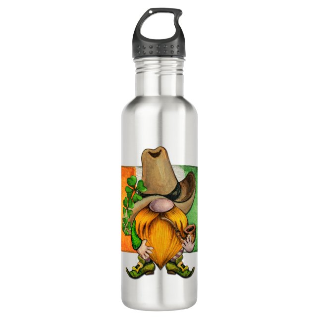 Bouteille D'eau Drapeau irlandais Cowboy Gnome Monogramme (Devant)