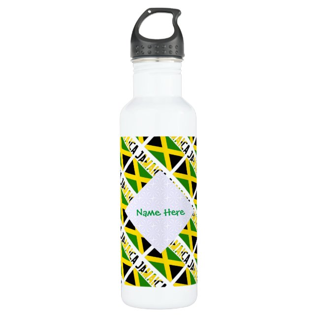 Bouteille D'eau Drapeau jamaïcain et carreaux jamaïcains personnal (Devant)