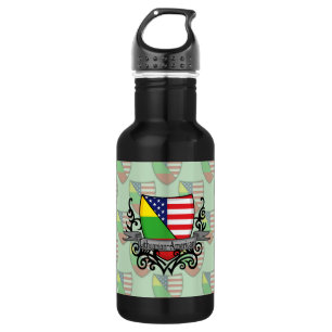 Bouteille D'eau Drapeau Lithuanien-Américain de bouclier