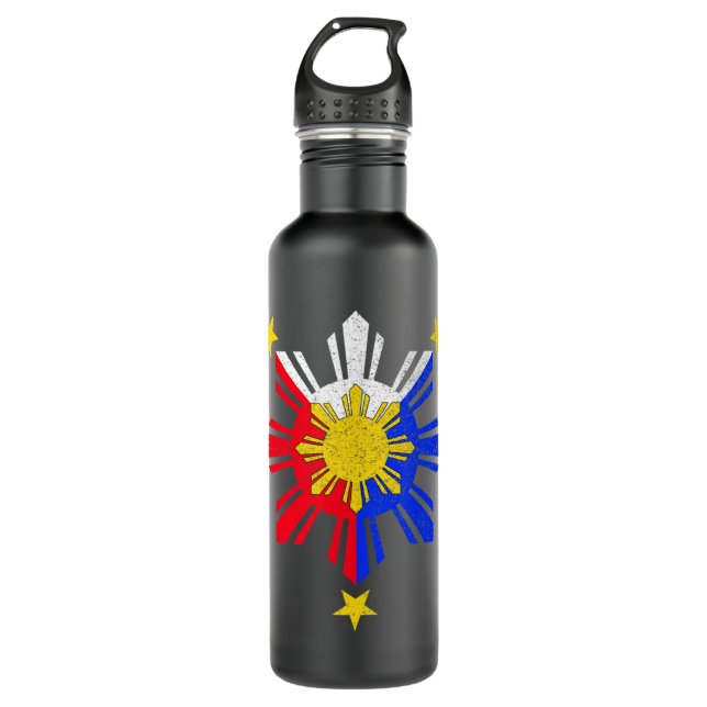 Bouteille D'eau Drapeau philippin philippin Pinoy Sun.png (Devant)