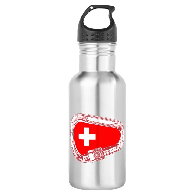 Bouteille D'eau Drapeau Suisse Escalade carabiner (Devant)