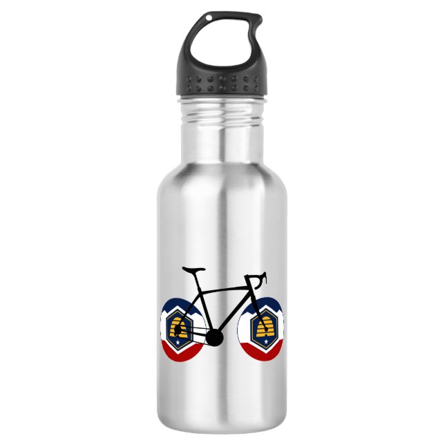 Bouteille D'eau Drapeau Utah Cyclisme (Devant)