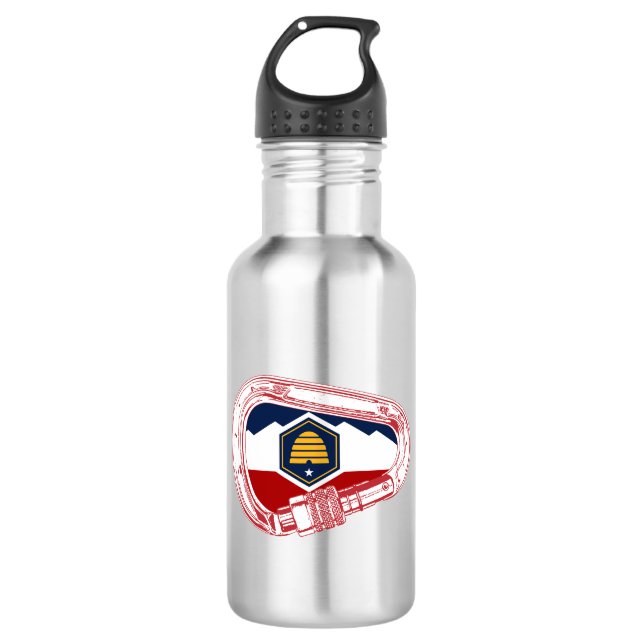 Bouteille D'eau Drapeau Utah Escalade carabiner (Devant)