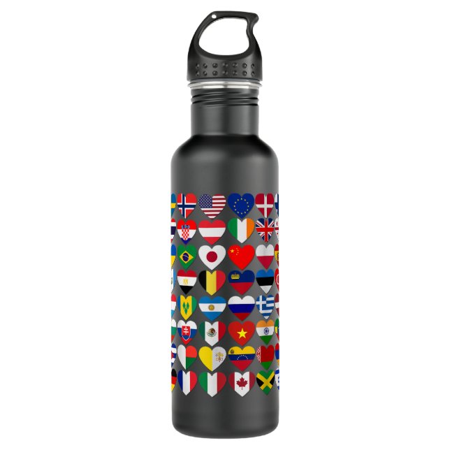 Bouteille D'eau Drapeaux des pays du monde, International (Devant)
