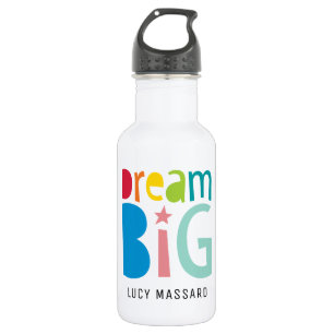 Bouteille D'eau DREAM GRAND coloré typographie arc-en-ciel audacie