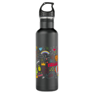 Bouteille D'eau Dream Love Hello Dessin Visuel Doodle Art