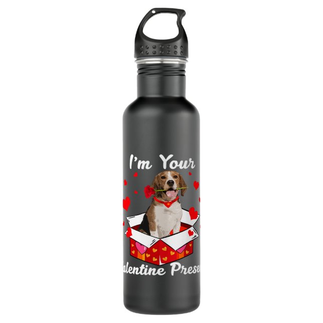 Bouteille D'eau Drôle Beagle Je suis votre Saint Valentin Présente (Devant)