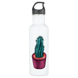 Bouteille D'eau Drôle Cactus En Pot Étrange Trippy Psychedélique