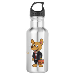 Bouteille D'eau Drôle chien en costume d'entreprise dessin animé