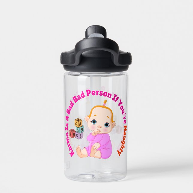Bouteille D'eau Drôle, Cubes Bébés Mignonnes Karma Est Une Mauvais (Salle de sport)