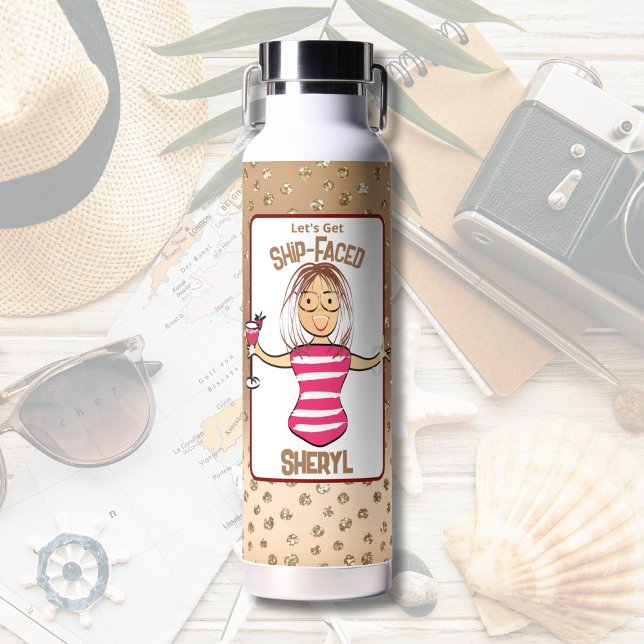 Bouteille D'eau Drôle Dit Snarky Cartoon Lady Vacances Pour Elle (Créateur téléchargé)