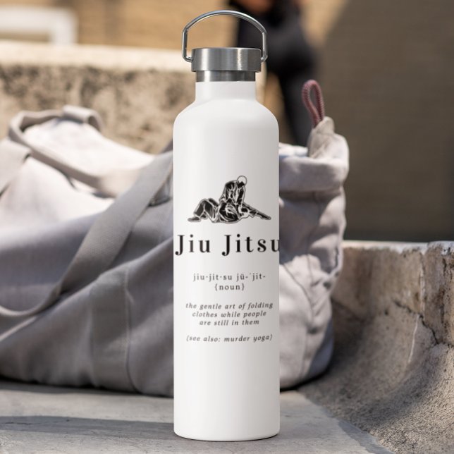 Bouteille D'eau Drôle Jiu Jitsu Définition | Monogramme personnali (Créateur téléchargé)