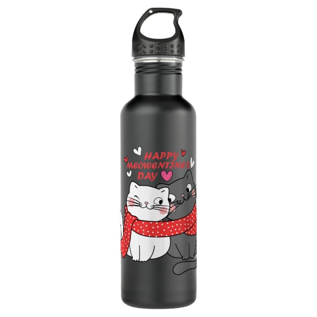 Bouteille D'eau Drôle Saint-Valentin Citation Bonne Meowentines Da (Devant)