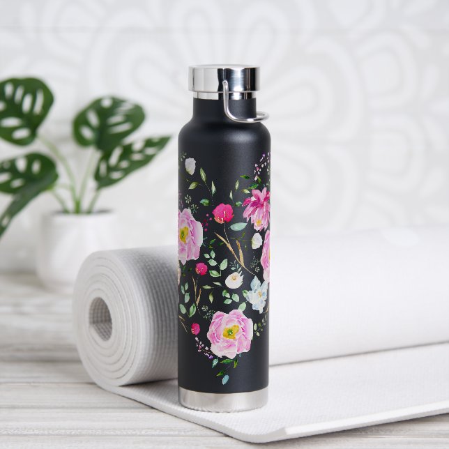Bouteille d'eau du coeur floral (Yoga)