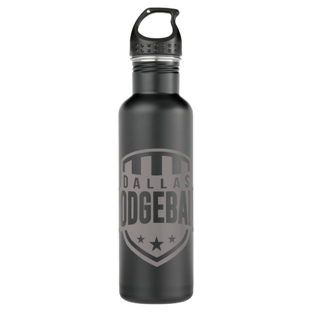 Bouteille d'eau d'un logo Dodgeball Dallas (Devant)