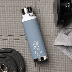 Bouteille D'eau Dusty Blue Modern Typographie personnalisée
