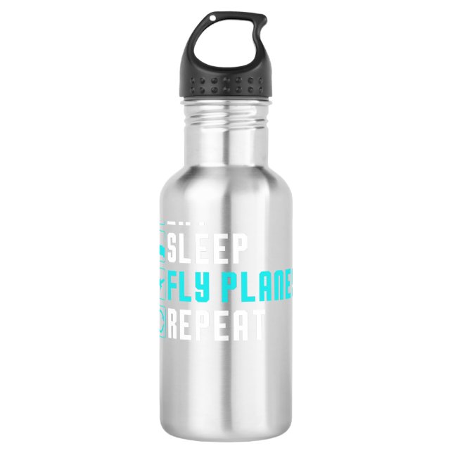 Bouteille D'eau Eat Sleep Fly Planes Repeat (Devant)