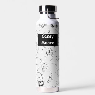 Bouteille D'eau École primaire personnalisée blanc et noir