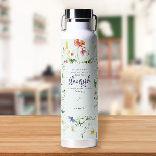 Bouteille D'eau Écriture fleur sauvage aquarelle personnalisée