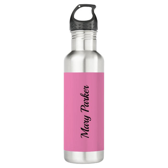 Bouteille D'eau Écriture manuscrite Nom professionnel simple rose (Devant)