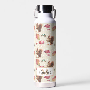 Bouteille D'eau Écureuils et tabourets Motif d'automne personnalis