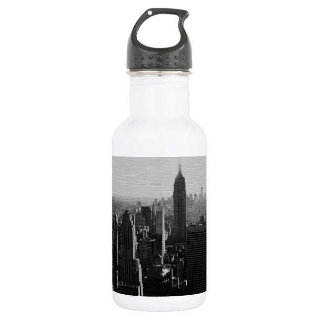 Bouteille D'eau Effet Bois noir et blanc NYC (Devant)
