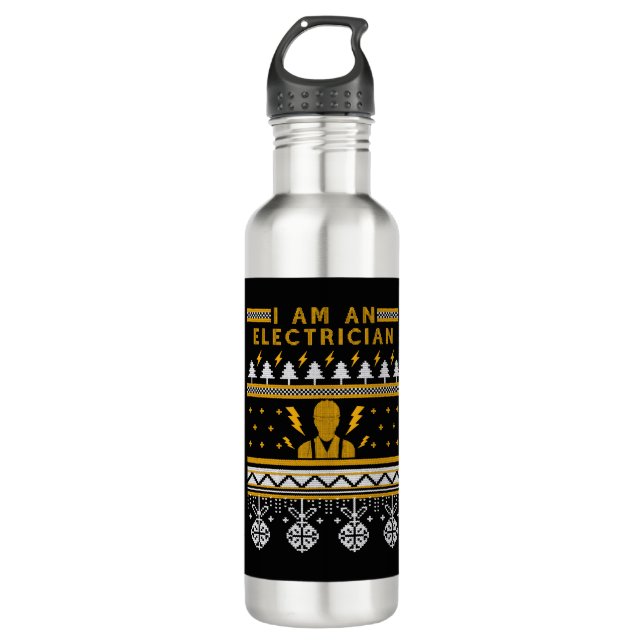 Bouteille D'eau Électricien Électronique Vilain Sweat de Noël Cade (Devant)