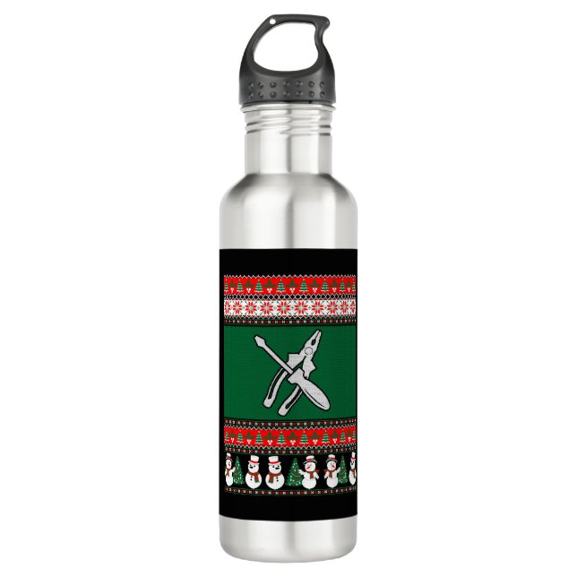 Bouteille D'eau Électricien Vilain Chandail de Noël (Devant)