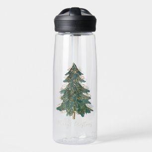 Bouteille D'eau Élégant arbre de Noël vert doré