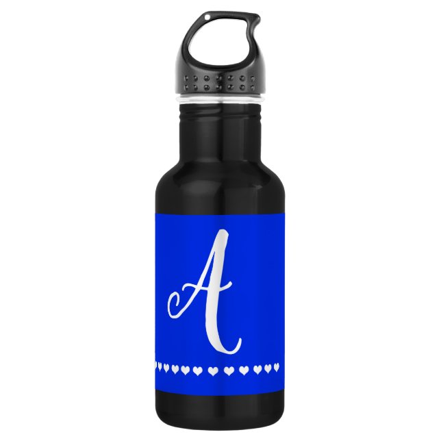 Bouteille D'eau Élégant bleu et blanc Monogramme initial (Devant)