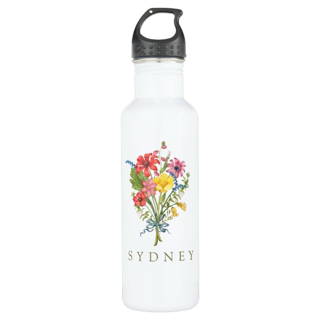 Bouteille D'eau Élégant Fleur sauvage floral Boho (Devant)