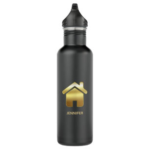 Bouteille D'eau Elegant Gold House Symbole Real Estate Design