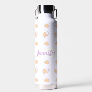 Bouteille D'eau Elégant Mignonne Mouton Rose Avec Nuages Motif