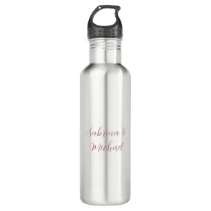 Bouteille D'eau Élégant minimaliste calligraphie Rose or blanc