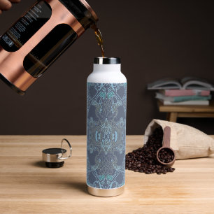 Bouteille D'eau Élégant Motif baroque moderne dans les tons bleus
