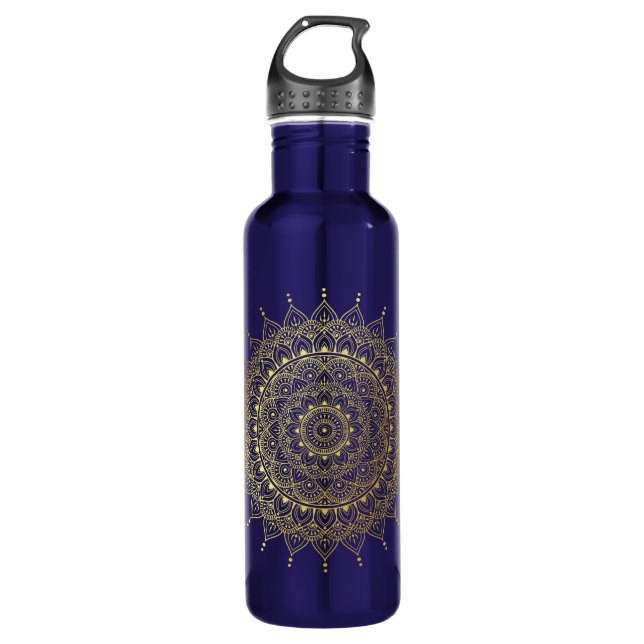 Bouteille D'eau Elégant or Floral Henna Mandala (Devant)