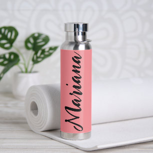 Bouteille D'eau Élégant personnalisé rose et noir