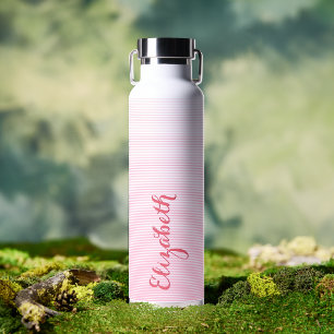 Bouteille D'eau Élégant Pink Script moderne Nom personnalisé Monog