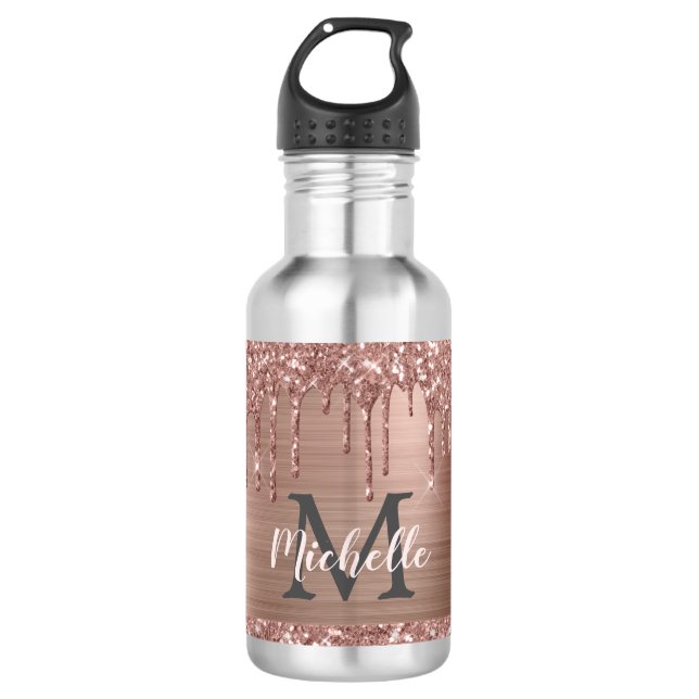 Bouteille D'eau Élégant Rose Gold Parties scintillant Drivers Mono (Devant)