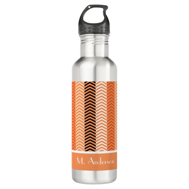 Bouteille D'eau Élégant Style Moderne Orange Chevron Stripes Avec  (Devant)