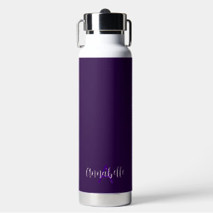 Bouteille D'eau Élégant Type de script Initiales et nom Violet pro