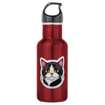Bouteille d'eau élégante avec autocollant de chat 