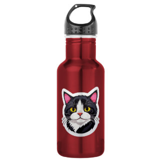Bouteille d'eau élégante avec autocollant de chat 