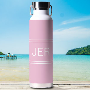 Bouteille D'eau Élégante feminine rose Initiales Monogrammes Girly
